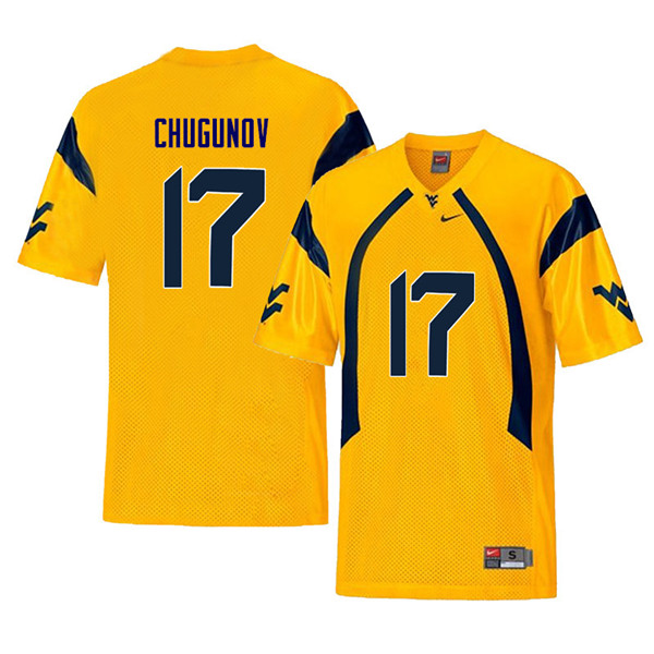 NCAA Men's Mitch Chugunov West Virginia Mountaineers Yellow #17 Nike Stitched Football College Retro Authentic Jersey RV23P06CL